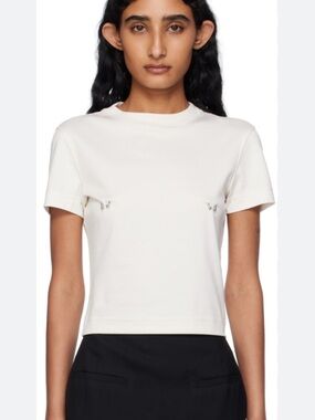Mugler White Pierced Baby Tee Shirt in Large. Authentic. BNWT